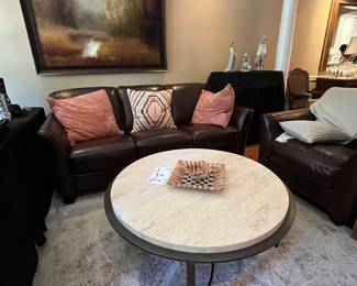 LEATHER SOFA & COFFEE TABLE