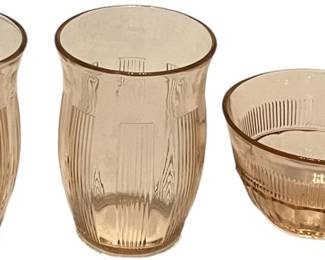 Pink Depression Glass Cup Water Glasses