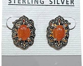 Sterling Silver Coral Colored Earrings