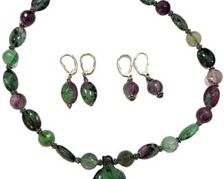 Sterling Stone Necklace Earrings