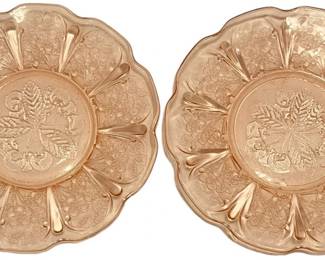 Two Depression Glass Cherry Blossom Plates