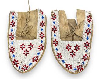 Pair Native American Unfinished Beaded Moccasins