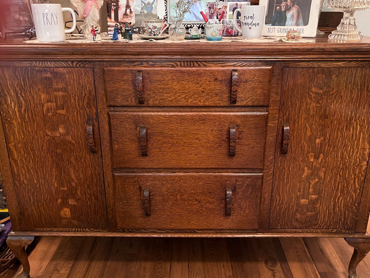 Antique Tiger Wood Sideboard