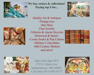 Need to liquidate an estate or want to sell your collection? We are always buying! 