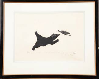 Pinnie Tuki Inuit woodblock print