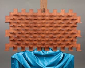 MCM Teak wood geometric wall sculpture