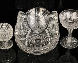 antique cut crystal group