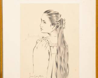 Signed French Impressionist drawing of Tahitian Girl (School of Gauguin)