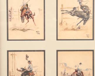 Old cowboy watercolor paintings- signed