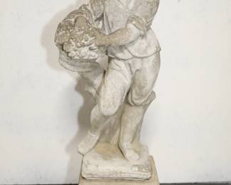 Concrete garden statue on plinth