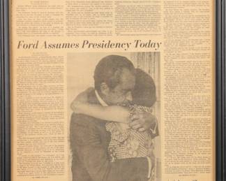 Nixon resigns- framed newspaper