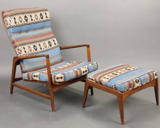 Ib Kofod-Larsen Danish Modern lounge chair and ottoman