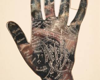 Christofl Sterling silver hand with palm reading booklet