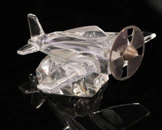 Art Deco Val St. Lambert French crystal & sterling airplane