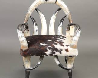 Texas longhorn steer horn & hide chair