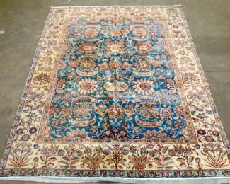 Fine hand-knotted oriental silk carpet 10'3" x 7'9" 