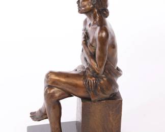 S.E. Maloney bronze seated woman sculpture