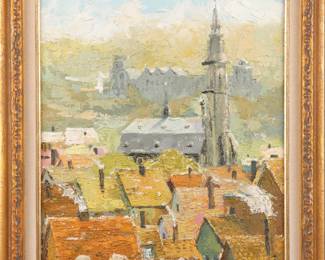 Jedrick oil/canvas rooftops of Paris painting