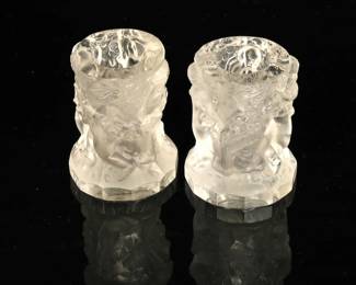 Frosted crystal cherub candlestick holders