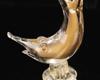 Murano glass fish with gold lutz