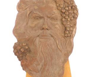 Bacchus head- terra cotta bas-relief