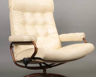 MCM Ekornes Stressless lounge chair: cream leather/ copper tone metal #1