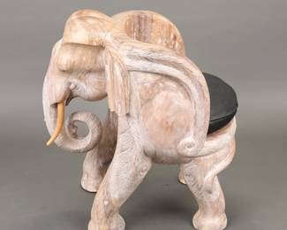 Carved wooden elephant chair
