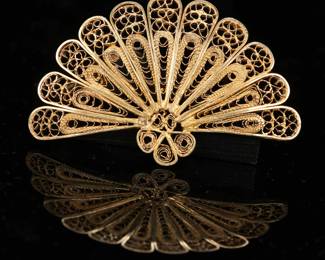 gold over sterling silver filigree brooch