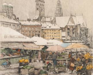 Raoul Kasimir color etching signed