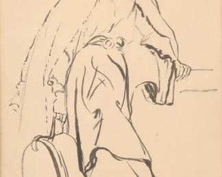 George Luks original ink drawing