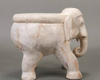 Carved wooden elephant table