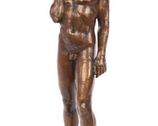 S.E. Maloney large bronze sculpture of African-American male nude on marble base