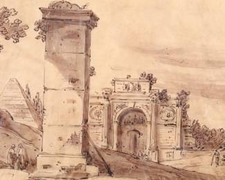 18th c. Italian ink wash / paper in the manner of Francesco Guardi