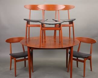 Hans Wegner & Wilhelm Wohlert for Asbjørn Møbler Danish Modern Rosewood Dining table (extra leaf) and 5 chairs