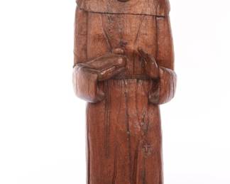 3 foot tall carved wooden statue of St. Francis of Assis
