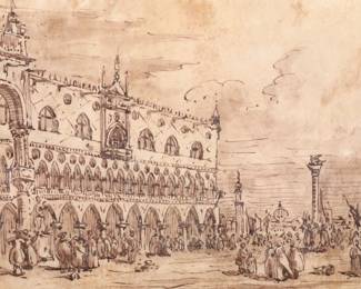 18th c. Italian ink wash in the manner of Francesco Guardi