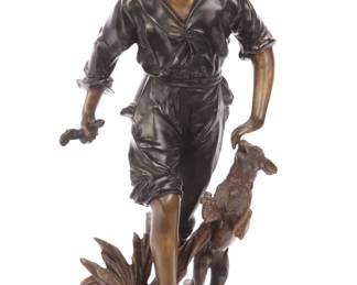 Auguste Moreau "Friends" 24" bronze sculpture