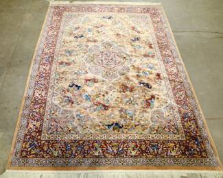 Large Persian carpet with hunting scenes and angels