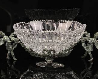 Crystal compote/bowl with bronze cherubs