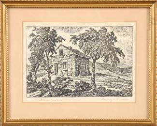 Birger Sandzen signed woodblock print