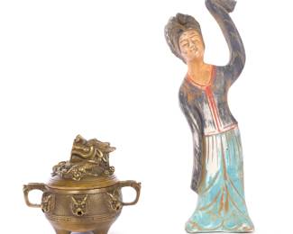 Bronze dragon censor & terra cotta figurine