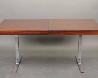 Poul Norreklit for George Petersens Danish Modern brazilian rosewood/chrome dining table (with leaf)