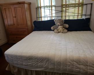 King Size Bed with Brushed Silver Metal Headboard