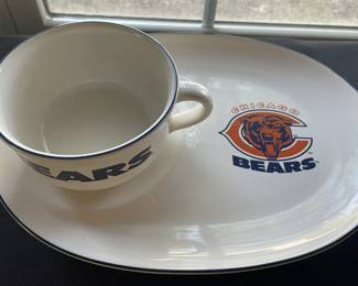 Pfaltzgraff NFL Football Chicago Bears snack plate & cup soup/sandwich set.