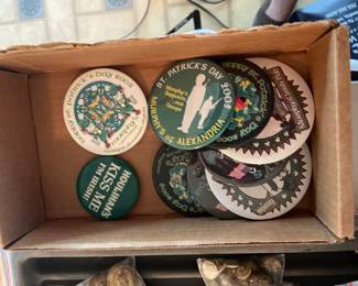Assorted pins, buttons, badges, stickers and more!