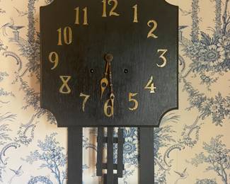 Antique Arts & Crafts Oak Wall Clock, National Clock & Mfg. Co. Chicago.