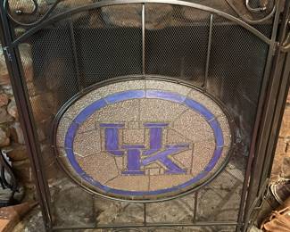 Kentucky wildcats NCAA college stained glass fireplace screen.