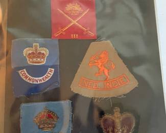 Assorted military pins, buttons, badges, stickers and more!