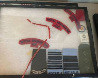 Assorted military pins, buttons, badges, stickers and more!