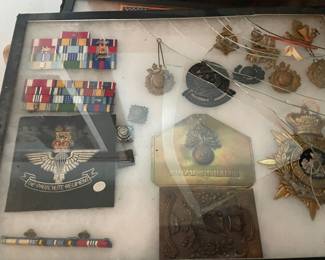 Assorted military pins, buttons, badges, stickers and more!